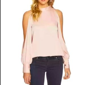1.State Cold Shoulder Blouse Top Shadow Pink XS